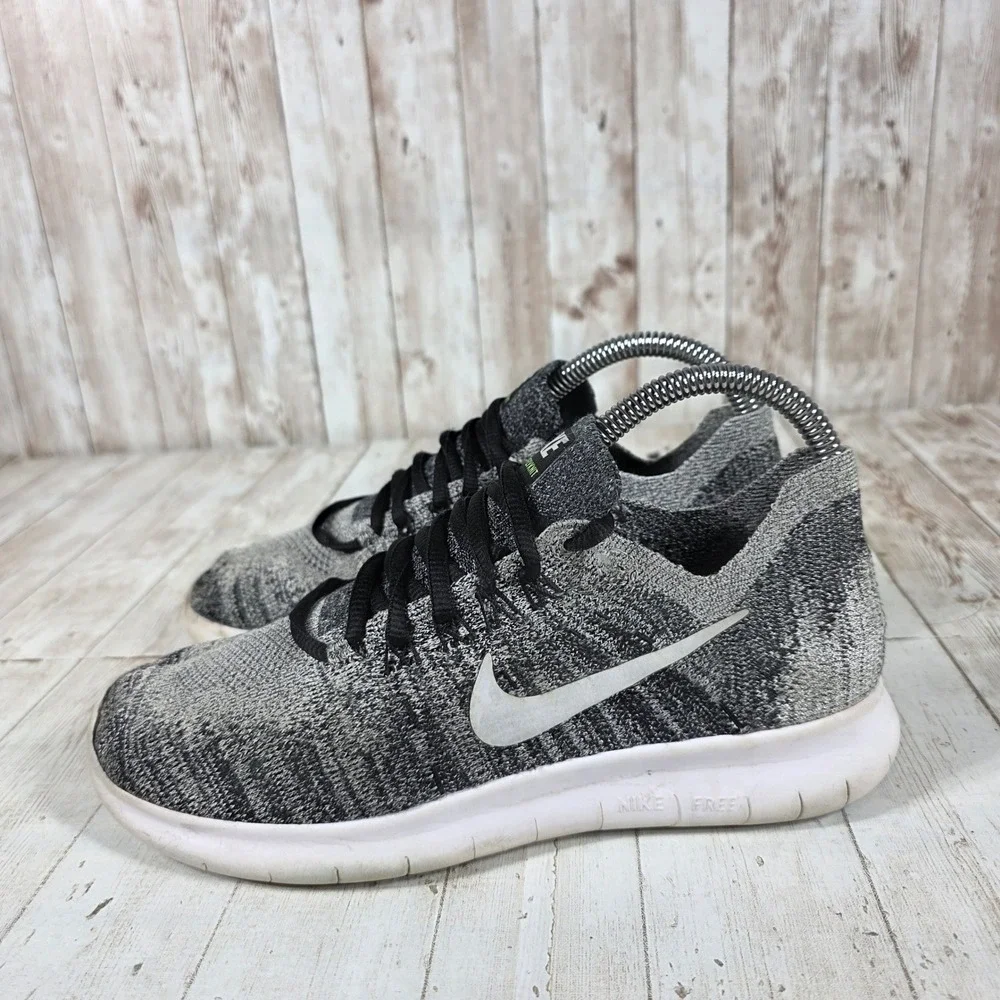 Nike Free RN Flyknit 2017 Womens Running Shoes Black White 880844-003 Size 7